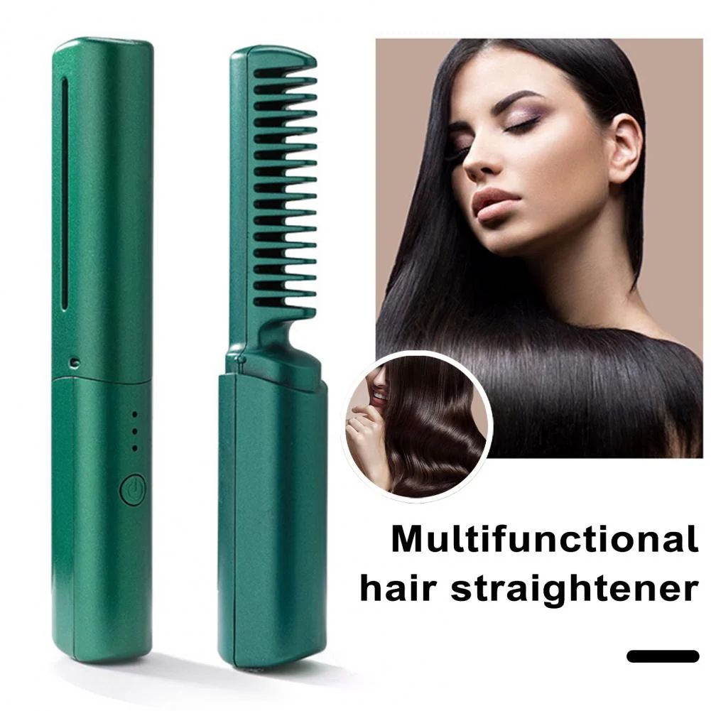 Cordless Hair Straightener Brush – USB Rechargeable, Anti-Scald, 70-Minute Battery Life