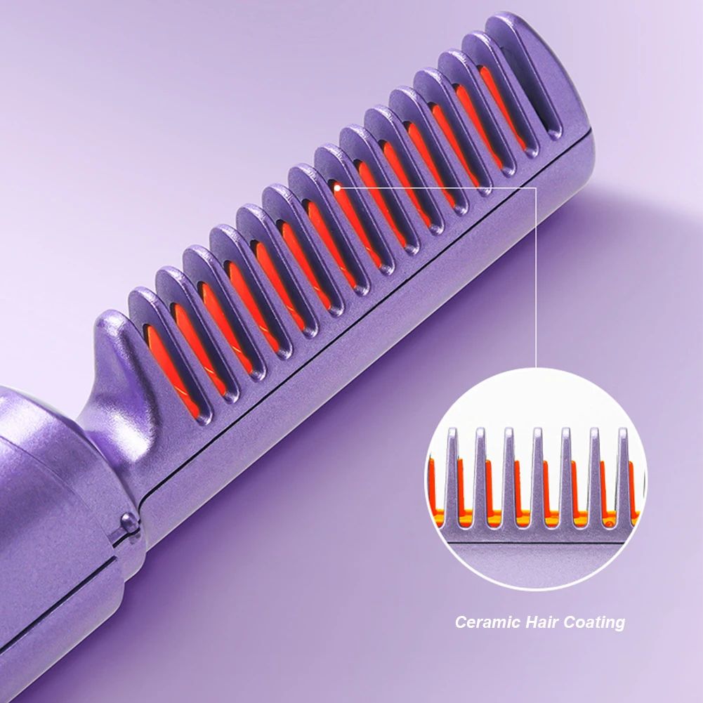 Cordless Hair Straightener Brush – USB Rechargeable, Anti-Scald, 70-Minute Battery Life
