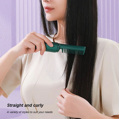 Cordless Hair Straightener Brush – USB Rechargeable, Anti-Scald, 70-Minute Battery Life