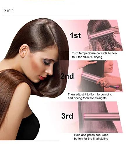 Hair Straightener Brush & Round Hot Air Dryer – Fast Ceramic Heating with Anti-Scald Protection